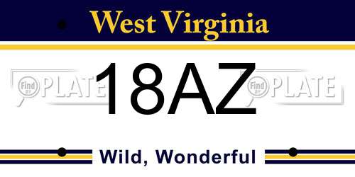 18AZ West Virginia License Plate
