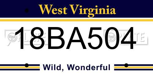 18BA504 West Virginia License Plate