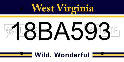18BA593 West Virginia License Plate