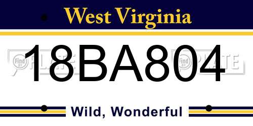 18BA804 West Virginia License Plate