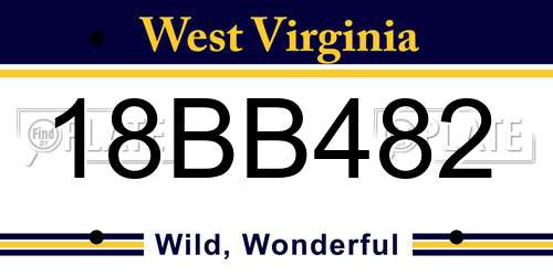 18BB482 West Virginia License Plate