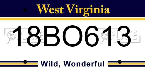 18BO613 West Virginia License Plate