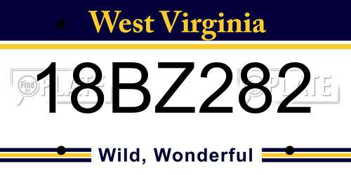 18BZ282 West Virginia License Plate