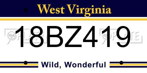 18BZ419 West Virginia License Plate