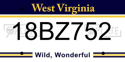 18BZ752 West Virginia License Plate