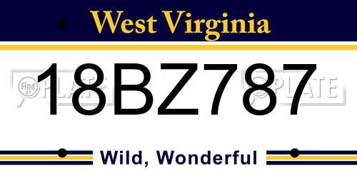 18BZ787 West Virginia License Plate