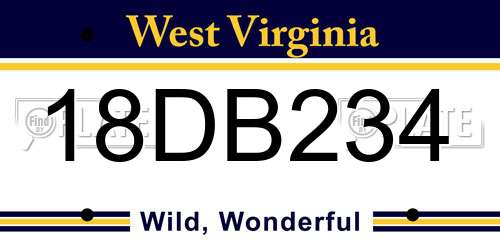 18DB234 West Virginia License Plate