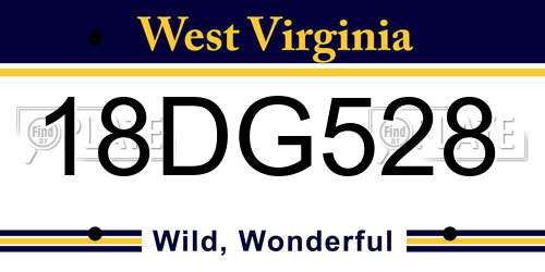 18DG528 West Virginia License Plate