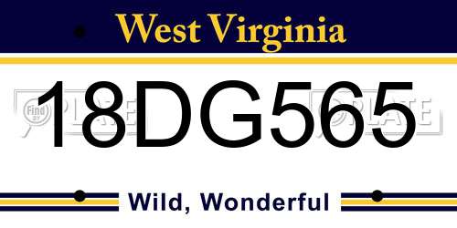 18DG565 West Virginia License Plate