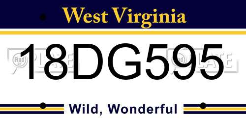 18DG595 West Virginia License Plate