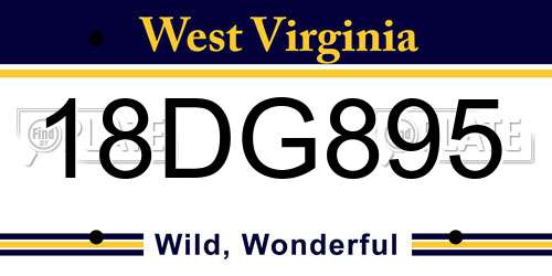 18DG895 West Virginia License Plate