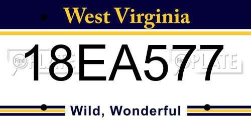 18EA577 West Virginia License Plate