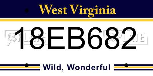 18EB682 West Virginia License Plate