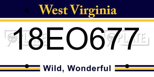 18EO677 West Virginia License Plate