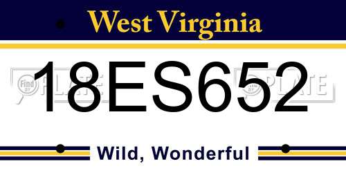 18ES652 West Virginia License Plate