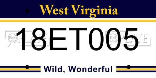 18ET005 West Virginia License Plate