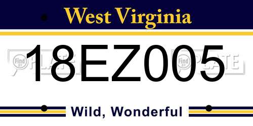 18EZ005 West Virginia License Plate