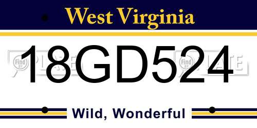18GD524 West Virginia License Plate