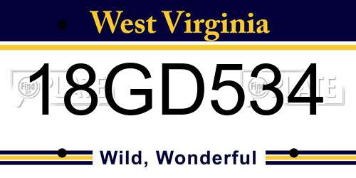 18GD534 West Virginia License Plate