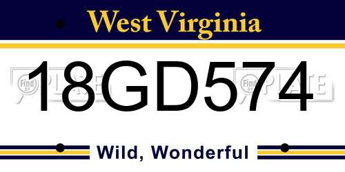 18GD574 West Virginia License Plate