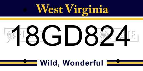 18GD824 West Virginia License Plate