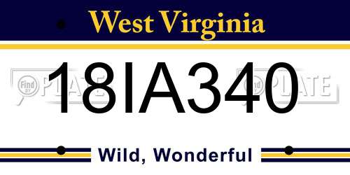 18IA340 West Virginia License Plate