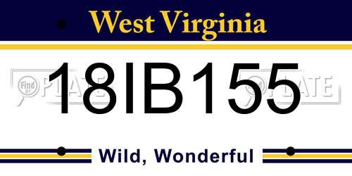 18IB155 West Virginia License Plate