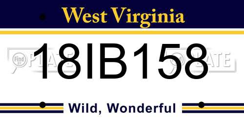 18IB158 West Virginia License Plate