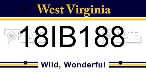 18IB188 West Virginia License Plate