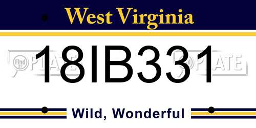 18IB331 West Virginia License Plate