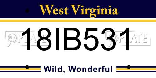 18IB531 West Virginia License Plate