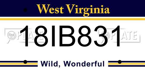 18IB831 West Virginia License Plate