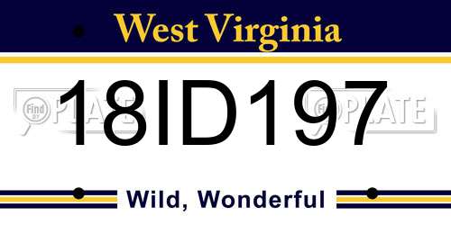 18ID197 West Virginia License Plate