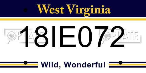 18IE072 West Virginia License Plate