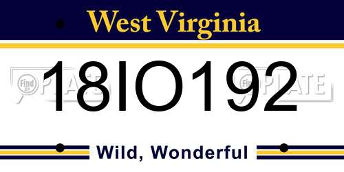 18IO192 West Virginia License Plate