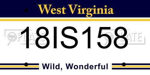 18IS158 West Virginia License Plate