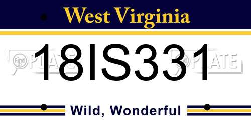 18IS331 West Virginia License Plate