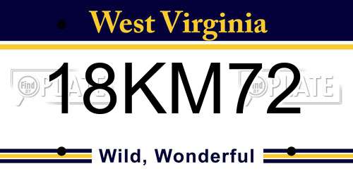 18KM72 West Virginia License Plate