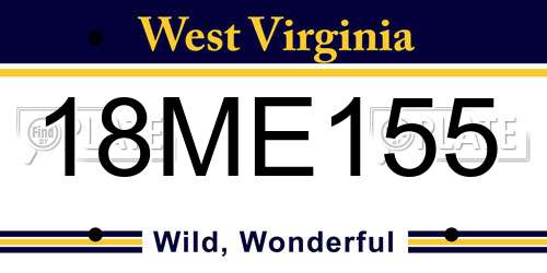 18ME155 West Virginia License Plate