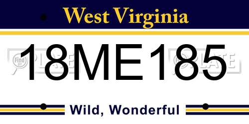 18ME185 West Virginia License Plate