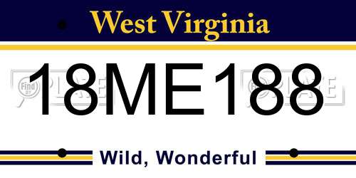 18ME188 West Virginia License Plate