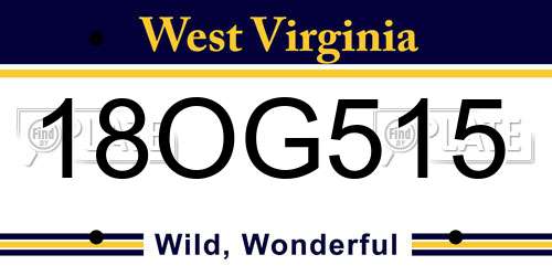 18OG515 West Virginia License Plate