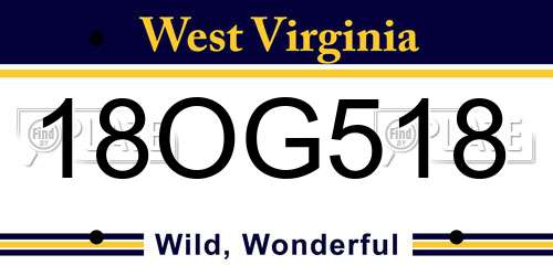 18OG518 West Virginia License Plate