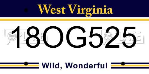 18OG525 West Virginia License Plate