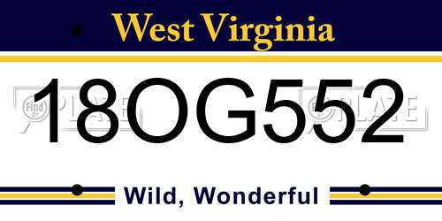 18OG552 West Virginia License Plate
