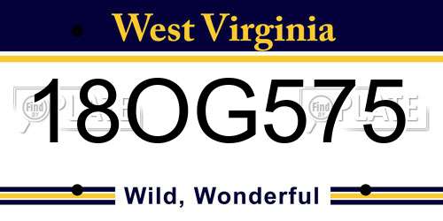 18OG575 West Virginia License Plate