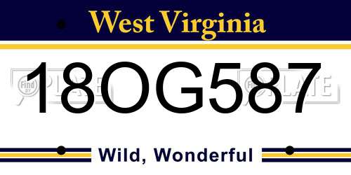 18OG587 West Virginia License Plate