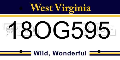 18OG595 West Virginia License Plate