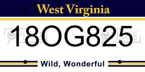 18OG825 West Virginia License Plate