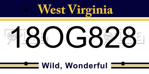 18OG828 West Virginia License Plate